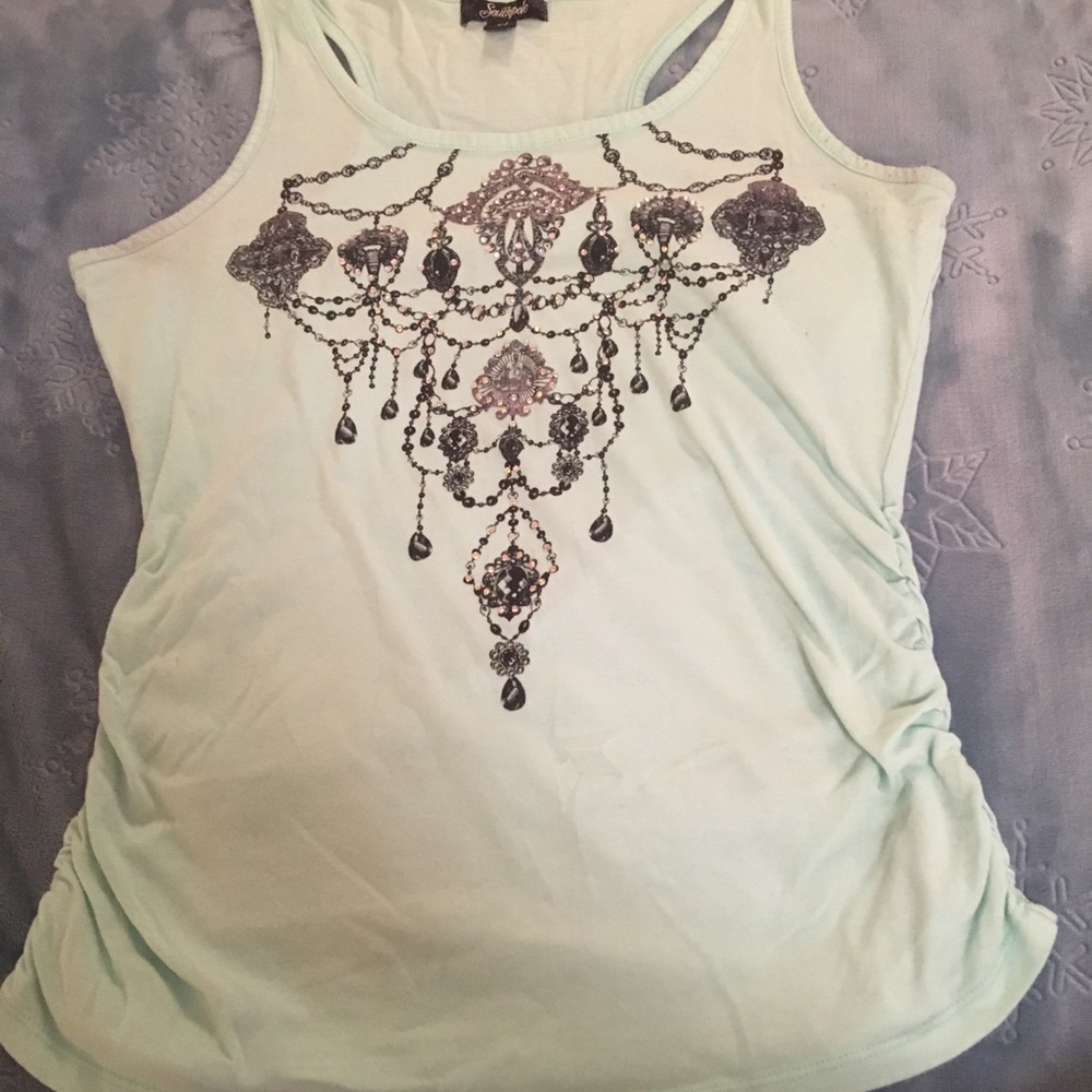 South Pole mint green bling tank top